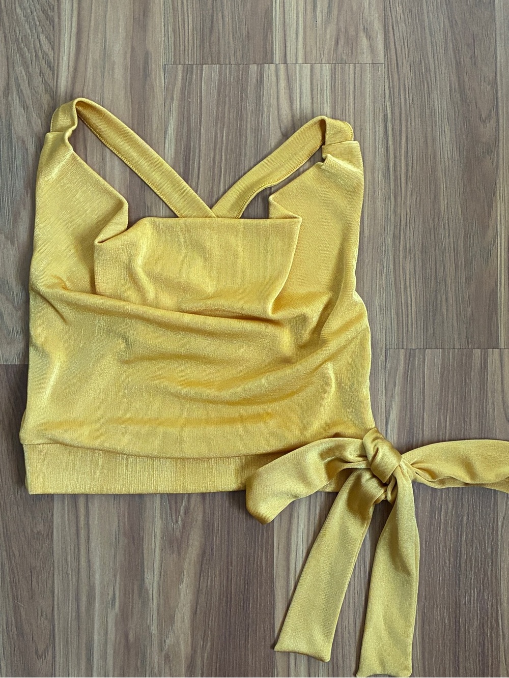 Missguided Mustard Yellow Criss-Cross Back
Crop Top Side Tie Waist Size 2